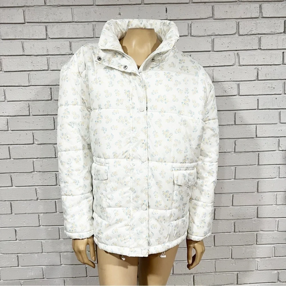Neon Rose Women’s Vintage Ditsy Floral Puffer Jacket - Picture 9 of 10